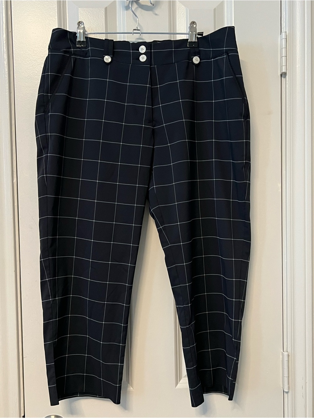 Nike Women’s Navy Golf Pants with White Windowpane Grid